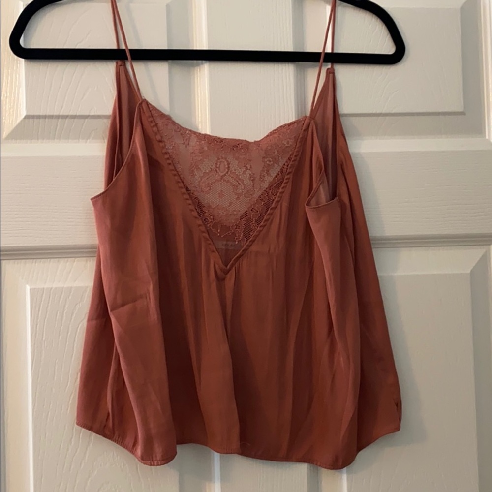 URBAN OUTFITTERS Deep V Lace + Silk Tank!